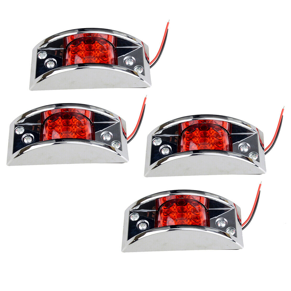 2Set Red LED Fender Clearance Light Oval Trailer Truck Side Marker Light