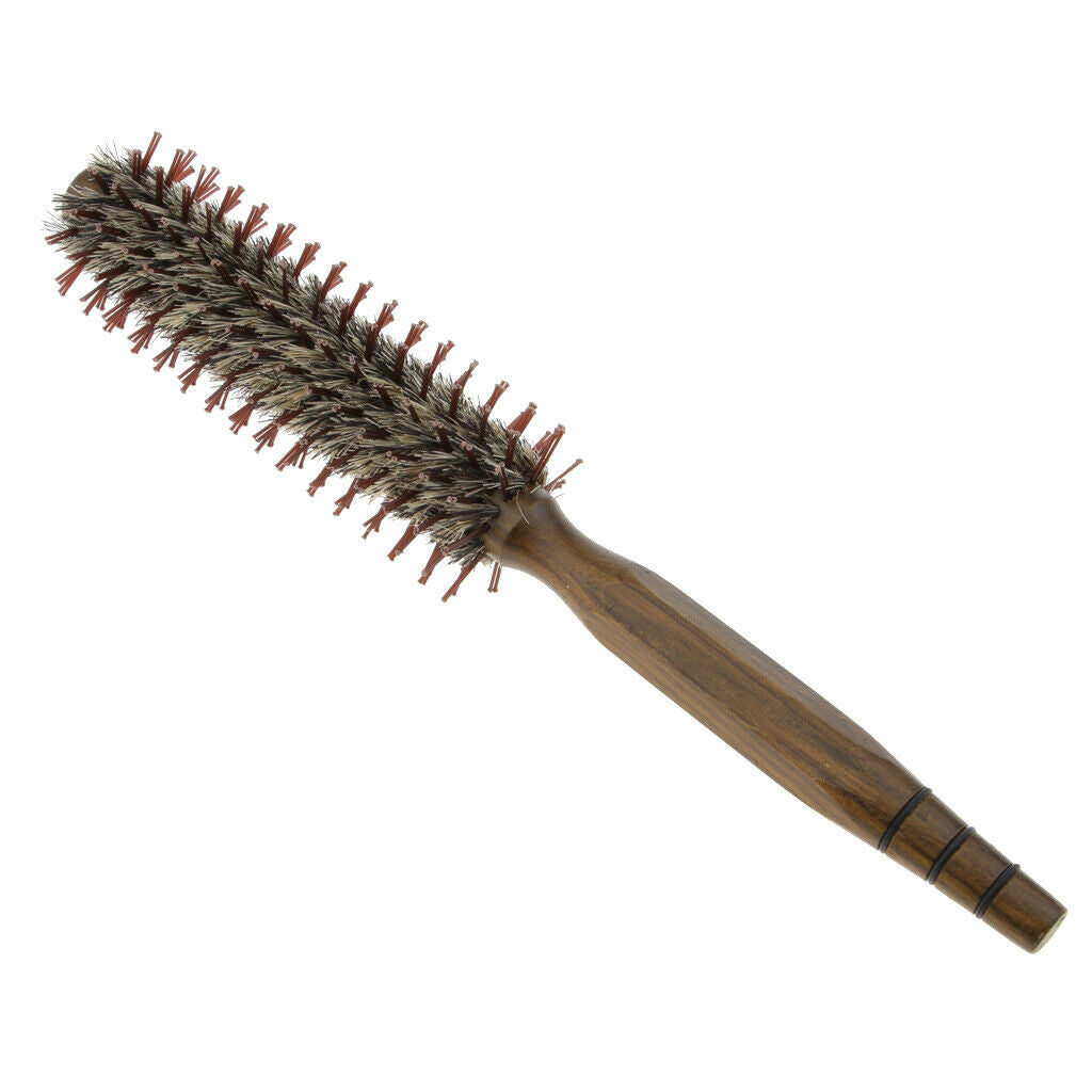 Natural Wooden Round Hair Brush Curling Styling Detangling Roll Hairbrush S