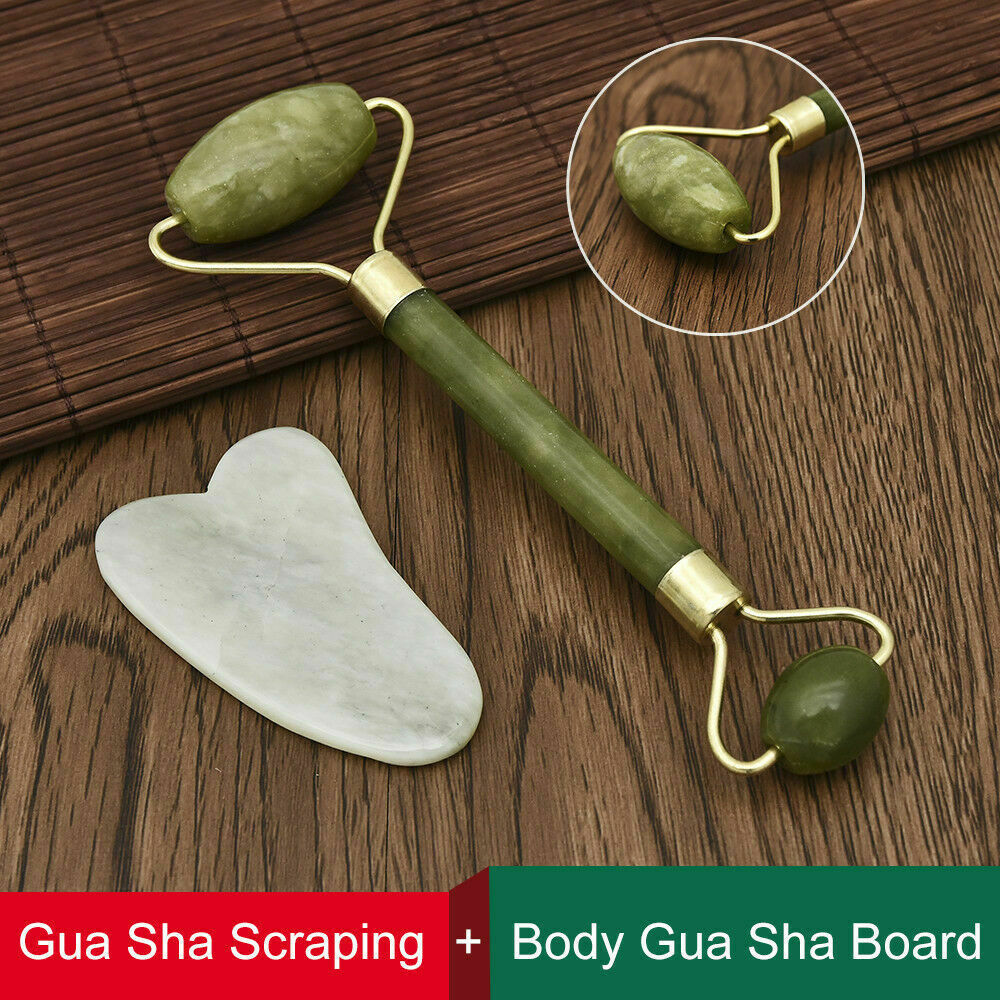 Face Massager Tool Facial Jade Stone Roller Massage Natural Rose Quartz Beauty !