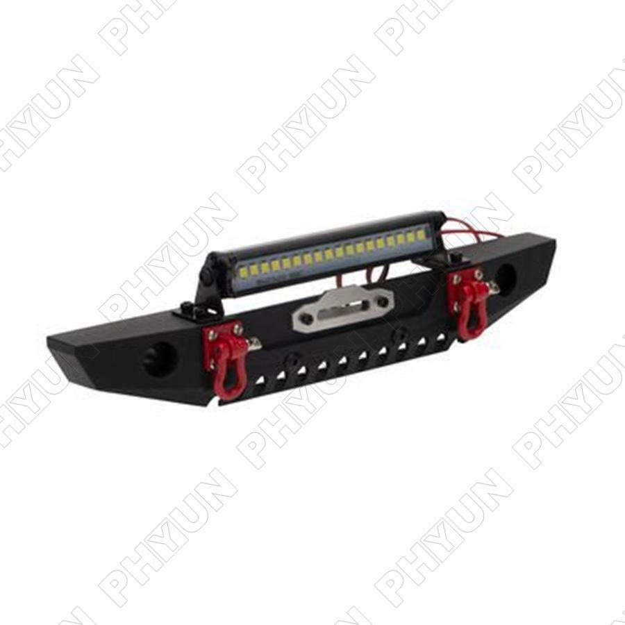 Metal Front Bumper with LED Light For 1/10 RC TRX4 Axial SCX10 & SCX10 II 90046