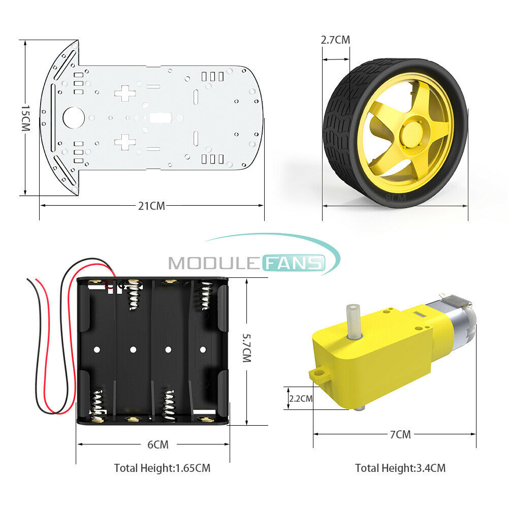 2PCS Durable 2WD Smart Robot Chassis Kit/Speed encoder Box 2 motor 1:48 Arduino