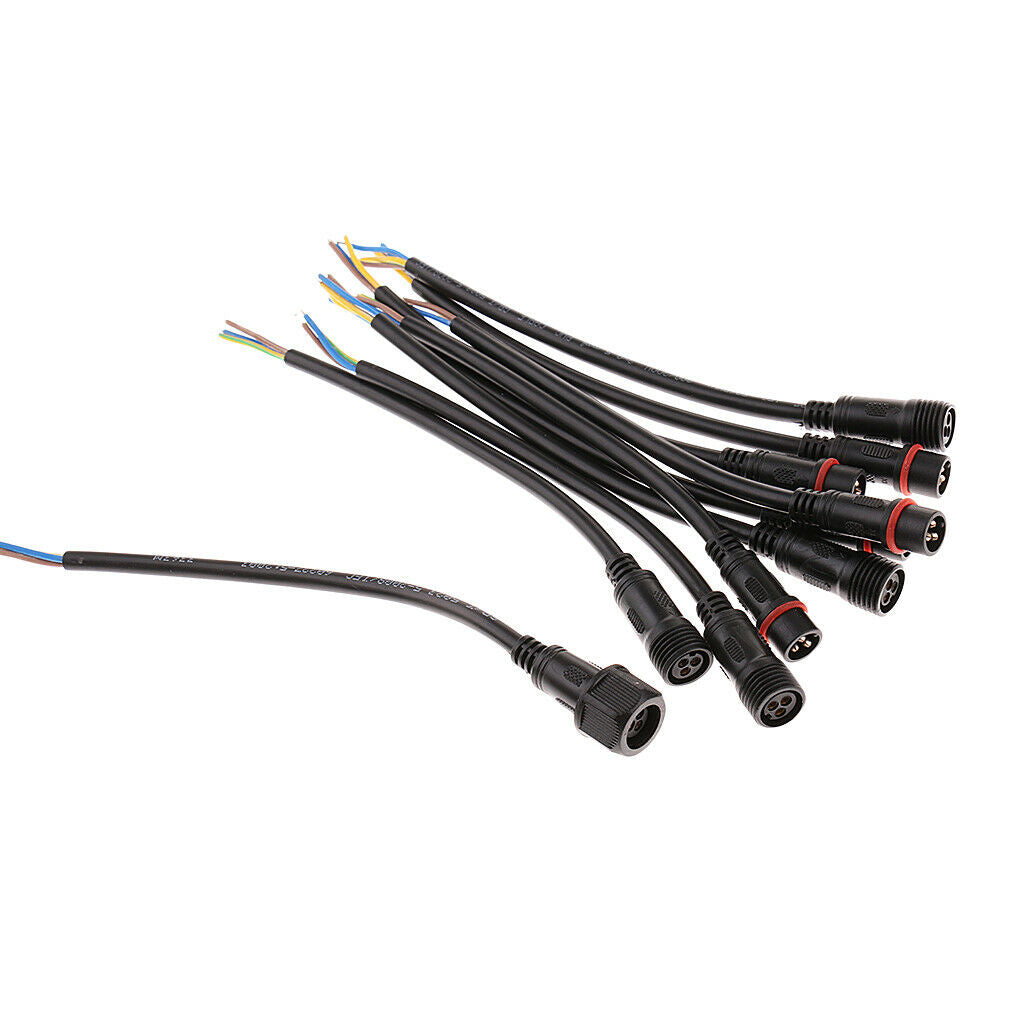 5Pairs Black Male/Female Waterproof IP65 3Pin 22AWG Wire LED Cable Connector