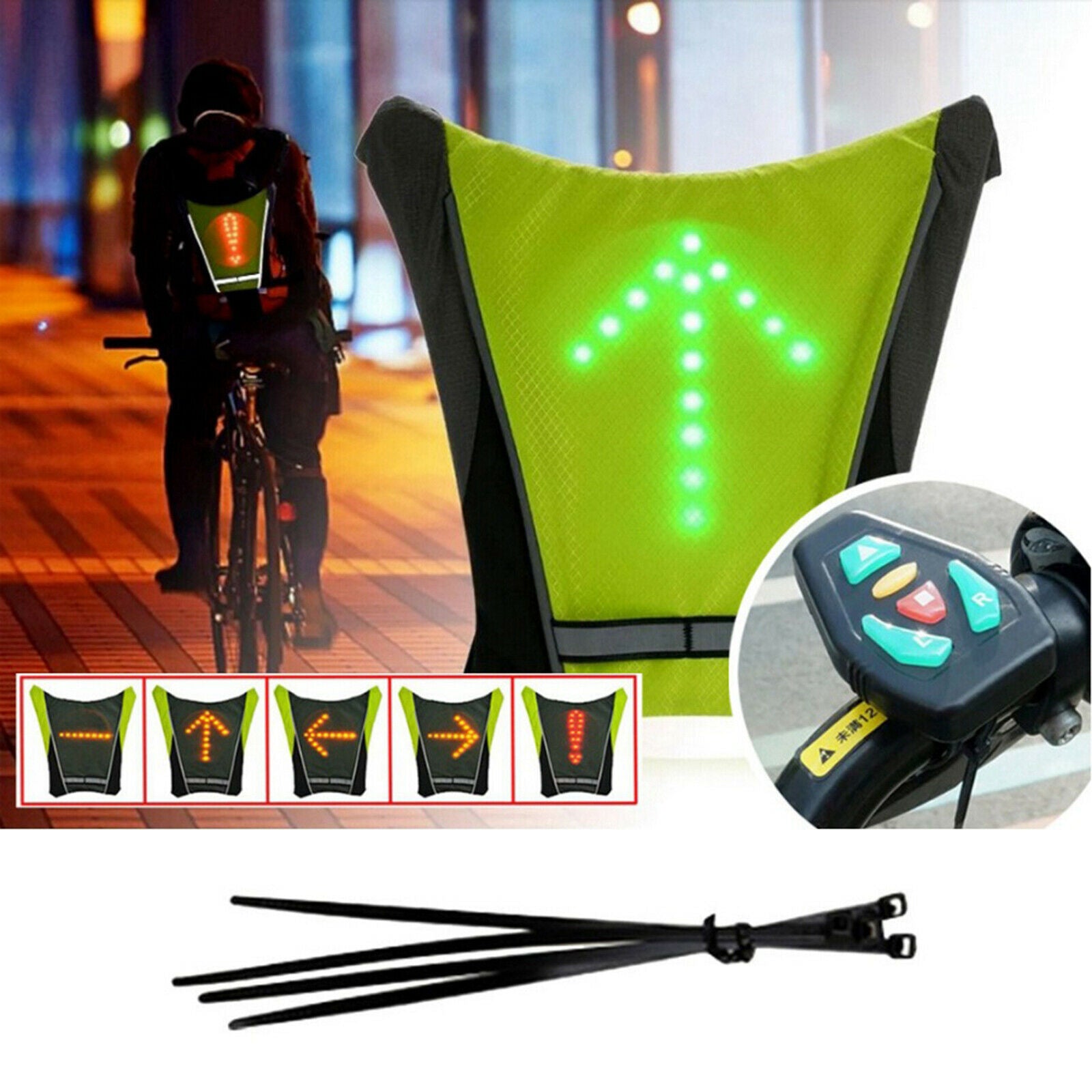 4-Mode Turn Signal Pack Night Reflective Direction Indicator Walking Guiding