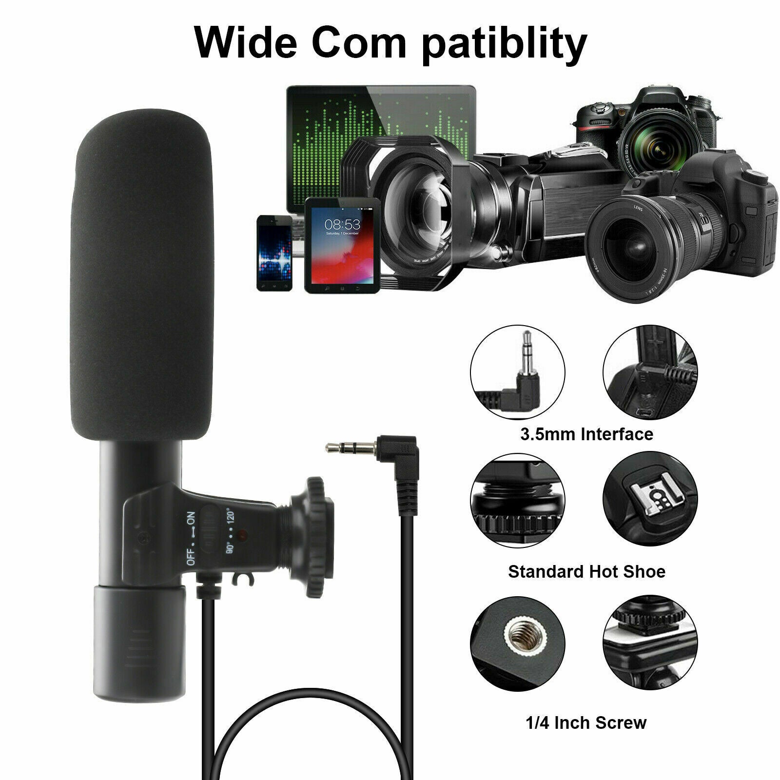 3.5mm External Stereo Microphone For DV Camcorder Phone Canon Nikon DSLR Camera