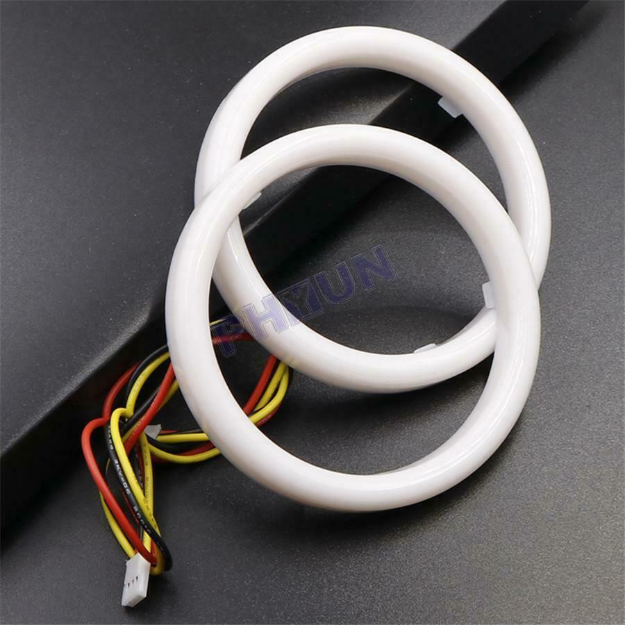 2Pcs Car White Amber 60MM LED Angel Eyes Halo Rings Headlight DRL Light Retrofit