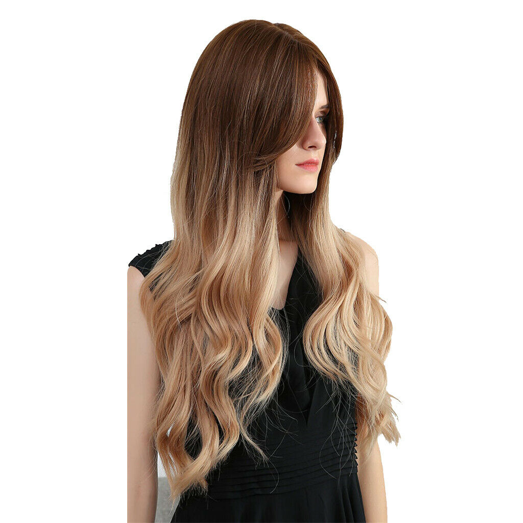 Elegant Charming Female Heat Resistant Body Wave Wig w/ Bangs for Wedding