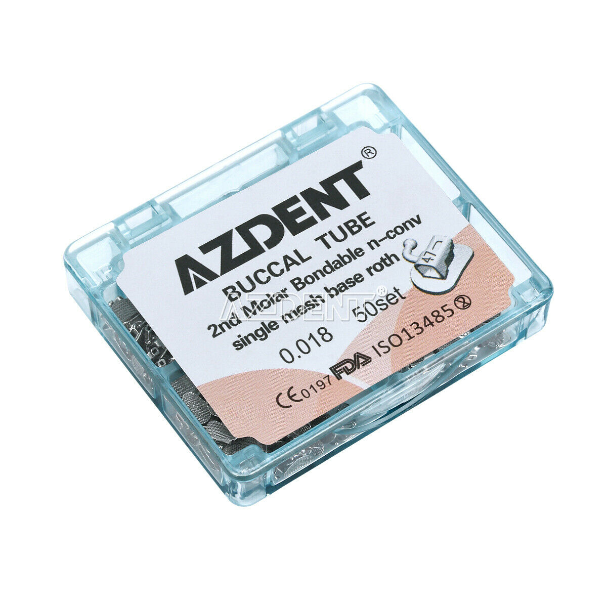 200Pcs AZDENT Dental Ortho Buccal Tubes 2nd Molar Roth 018 Bondable Non-Conv