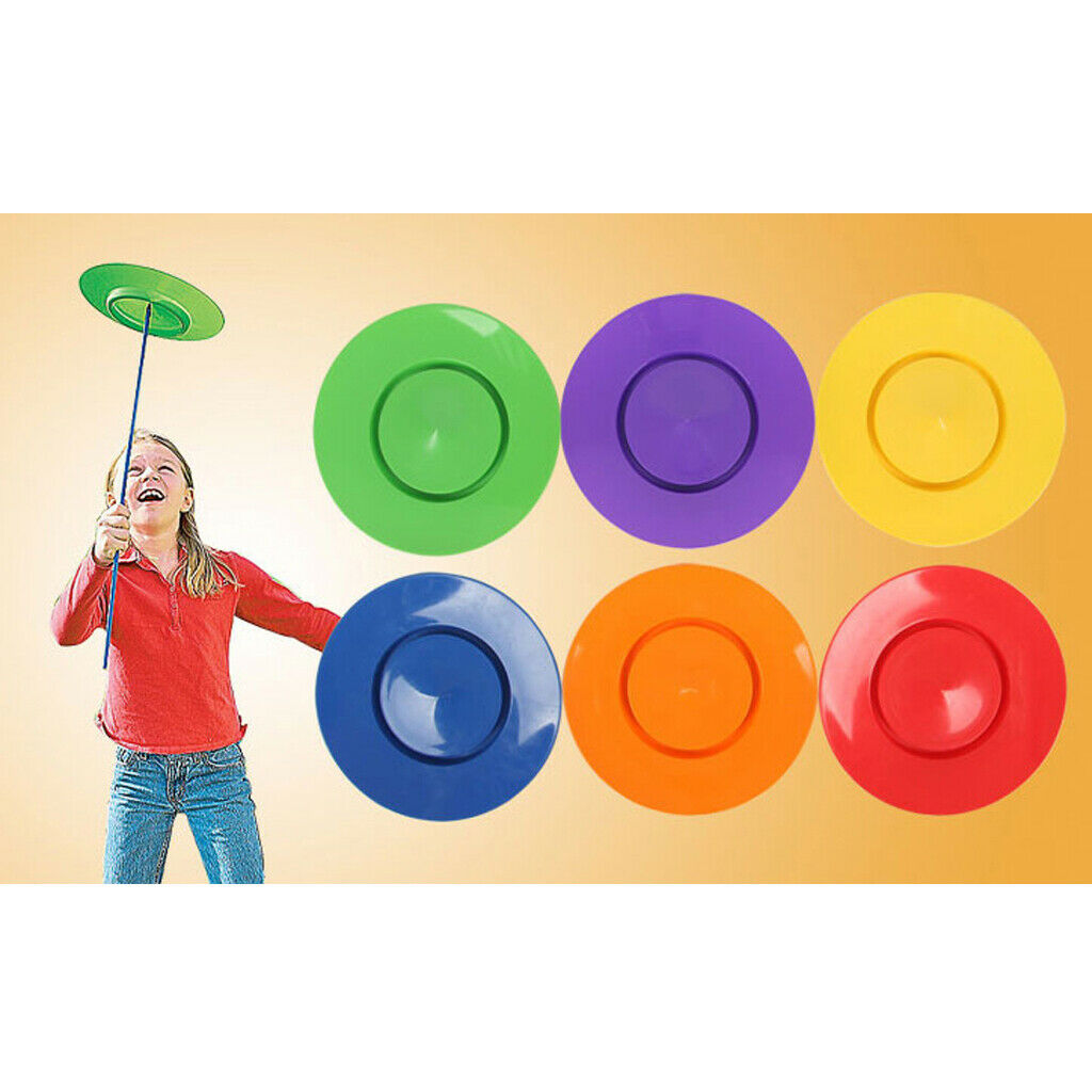 6Pcs Plastic Spinning Plates Sticks Set Magic Trick Juggling Sports Fun Toys