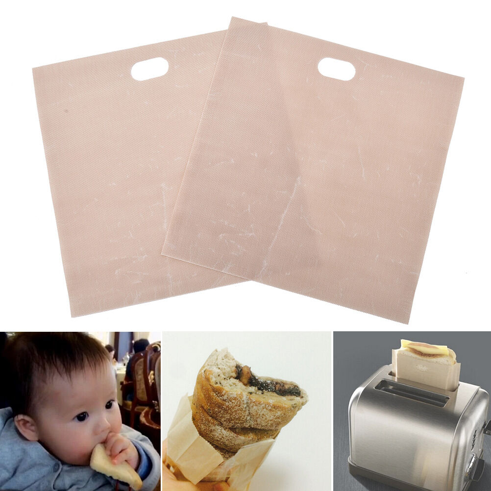 Sandwich Toaster Toast Bags Non-Stick Reusable Safety Heat-Resistant 2pcs DD