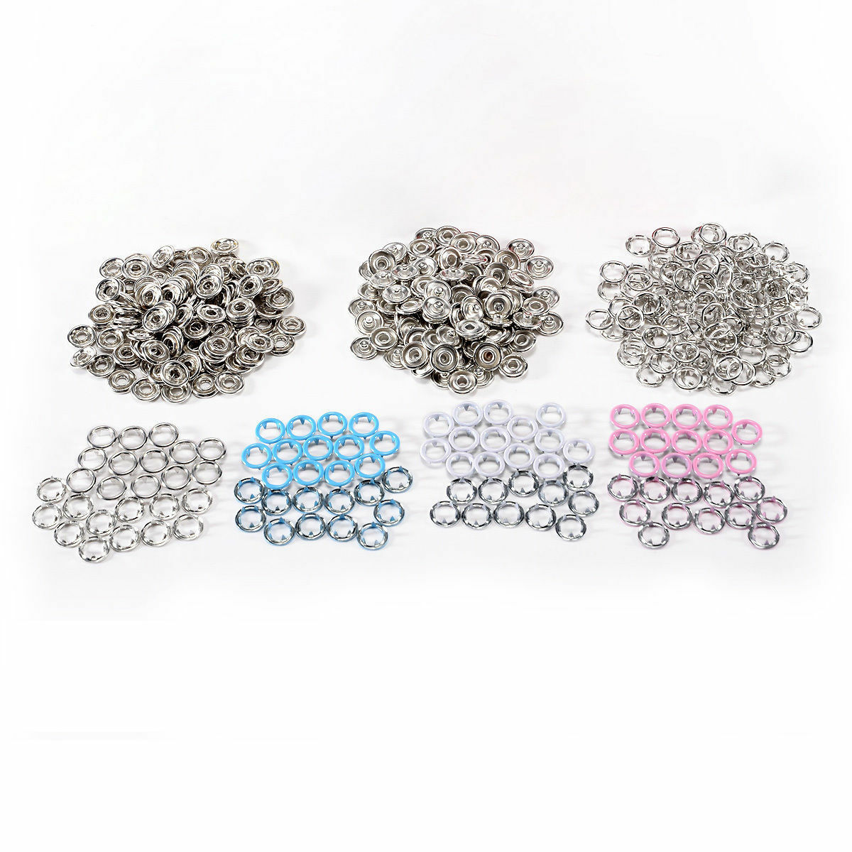 Prong Open Ring Press Studs for Making Dummy Clips 4 Colors 100 Sets