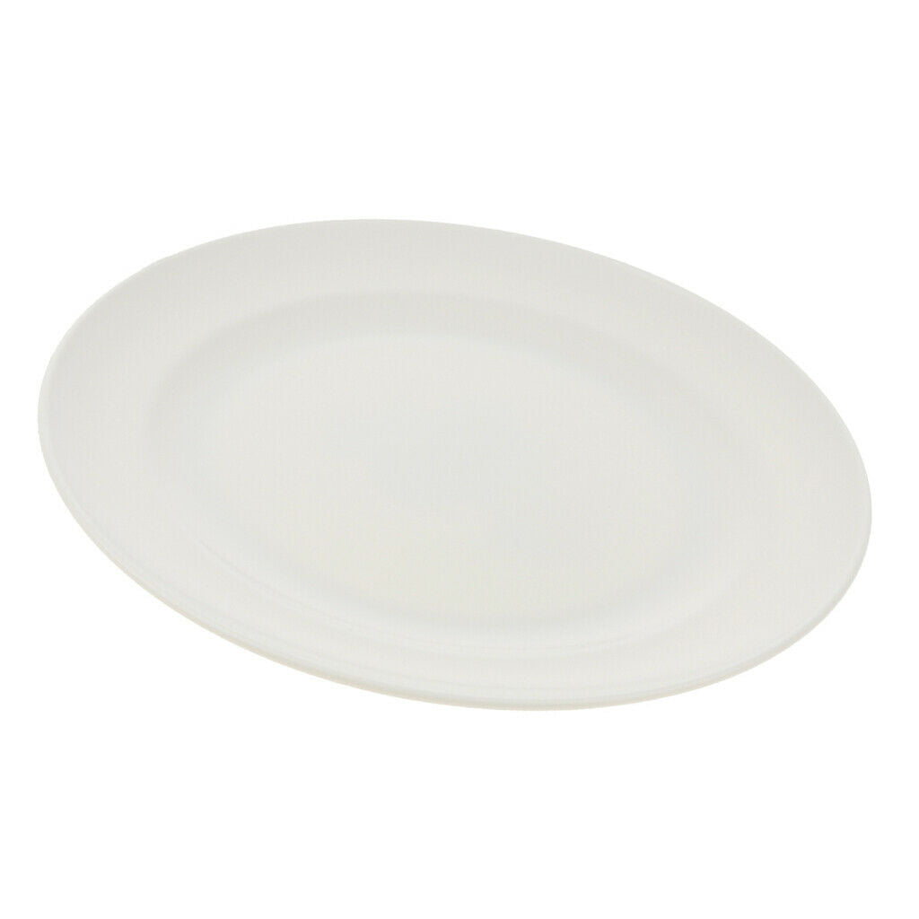 Plastic Round Food Serving Plate Dish Salad Fruits Container Tray White M