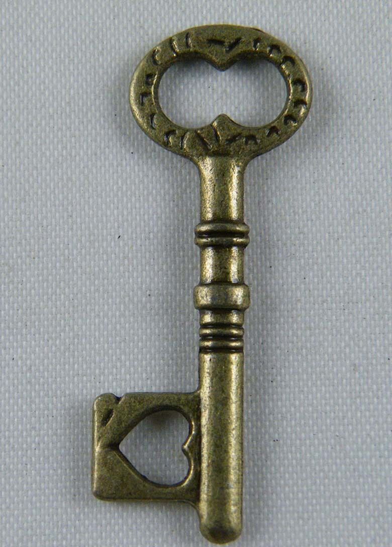 50pcs Bronze Color Nice Key Charms 34.5x12.5mm 11498