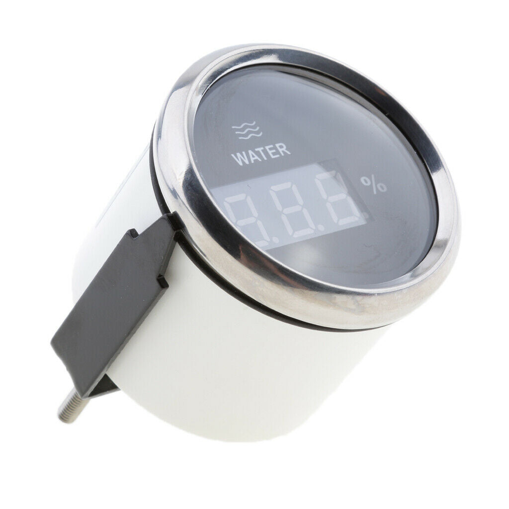 Marine Car Digital Water Level Gauge 0-190ohm 0-100% 52mm 316L Black Chrome