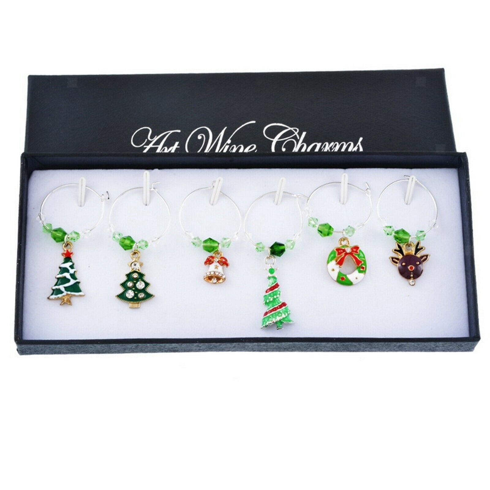 Crystal Christmas Wine Glass Charms Markers for Stem Glasses Party Favors