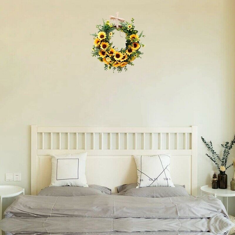 Artificial Sunflower Wreath, Summer Wreath with Yellow Sunflower and Green LY8M6