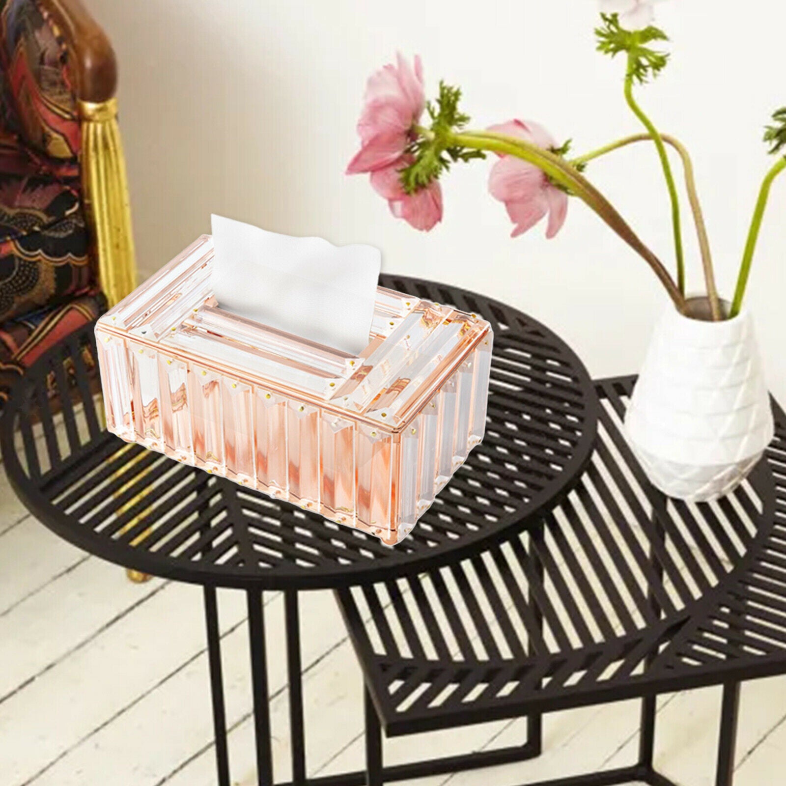 Luxury Crystal Tissue Box Cover Rectangular Napkin Case for Bathroom Office