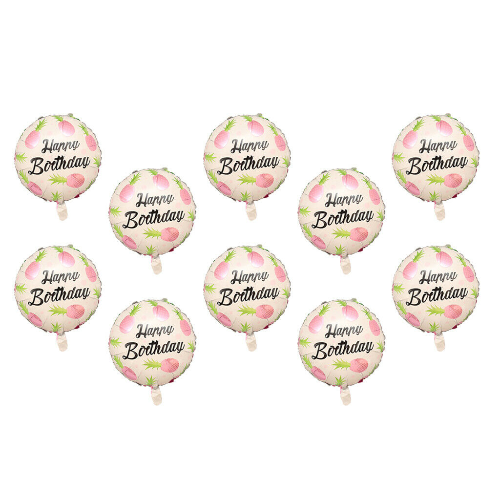 Fruit Pineapple Happy Birthday Balloons Hawaiian Luau Party Decor Pink