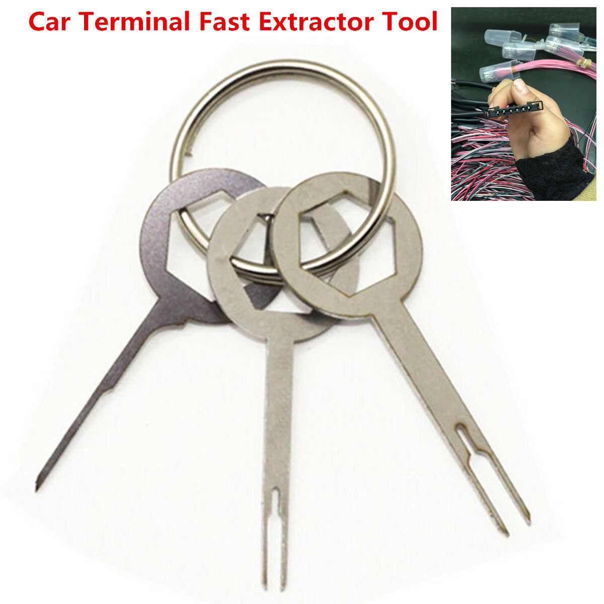 3pc Car Electrical Terminal Wiring Connector Pin Fast Extractor Removal Key Tool