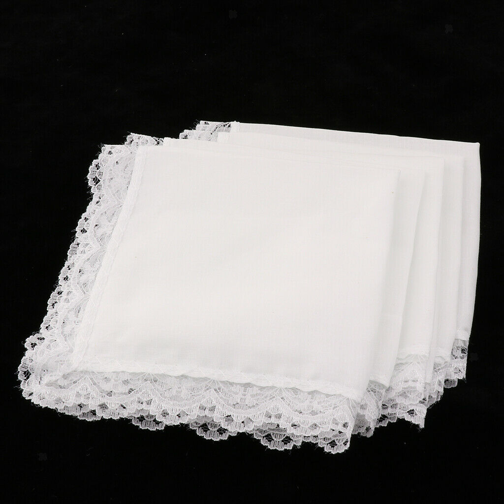 5Pcs Womens Cotton Lace Handkerchiefs, Pocket Square Hankies Pack Bulk For Men