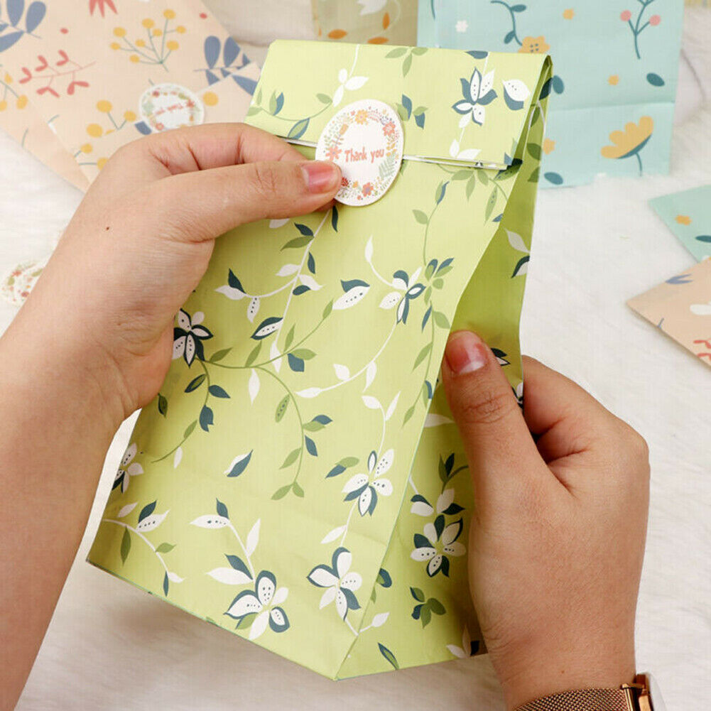 24Pcs Floral Party Favor-Bags Flower Paper Bag Goodie Candy Treat-Bag Gift wq00