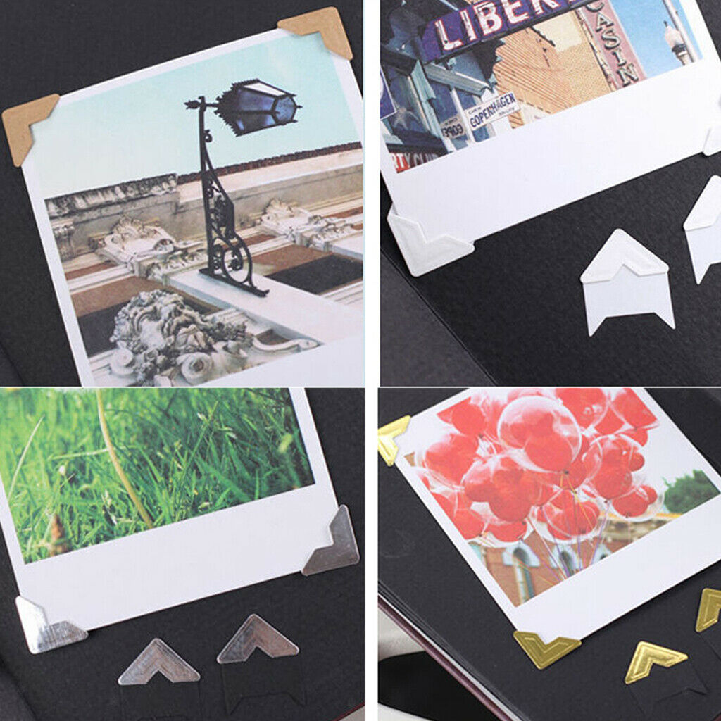120 Pieces Photo Corners Stickers Scrapbook Album Journal Holder Guard Black