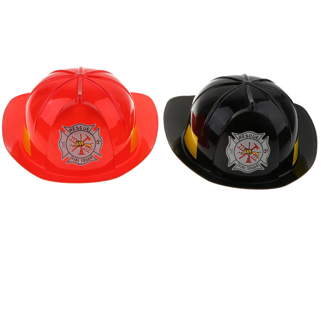 2 X Fire Fighter Pretend Play Costume Accories Safety Fireman Helmet Red