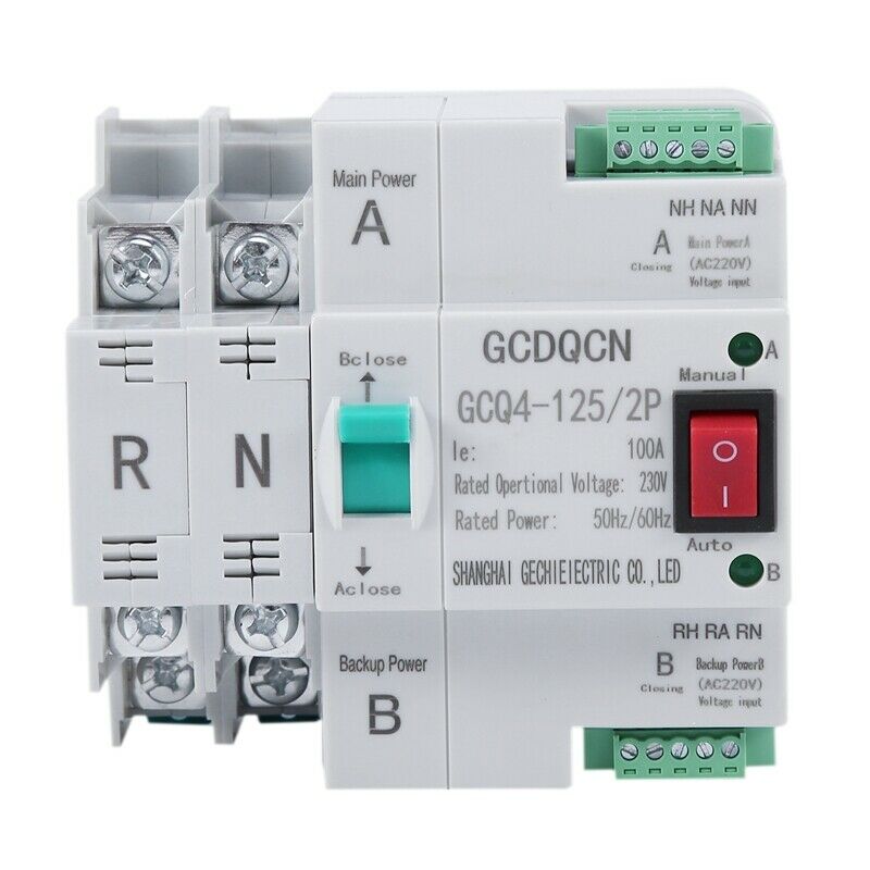 Dual-Power Automatic Transfer Switch 2P 100A Household 35mm Rail Installation Q5