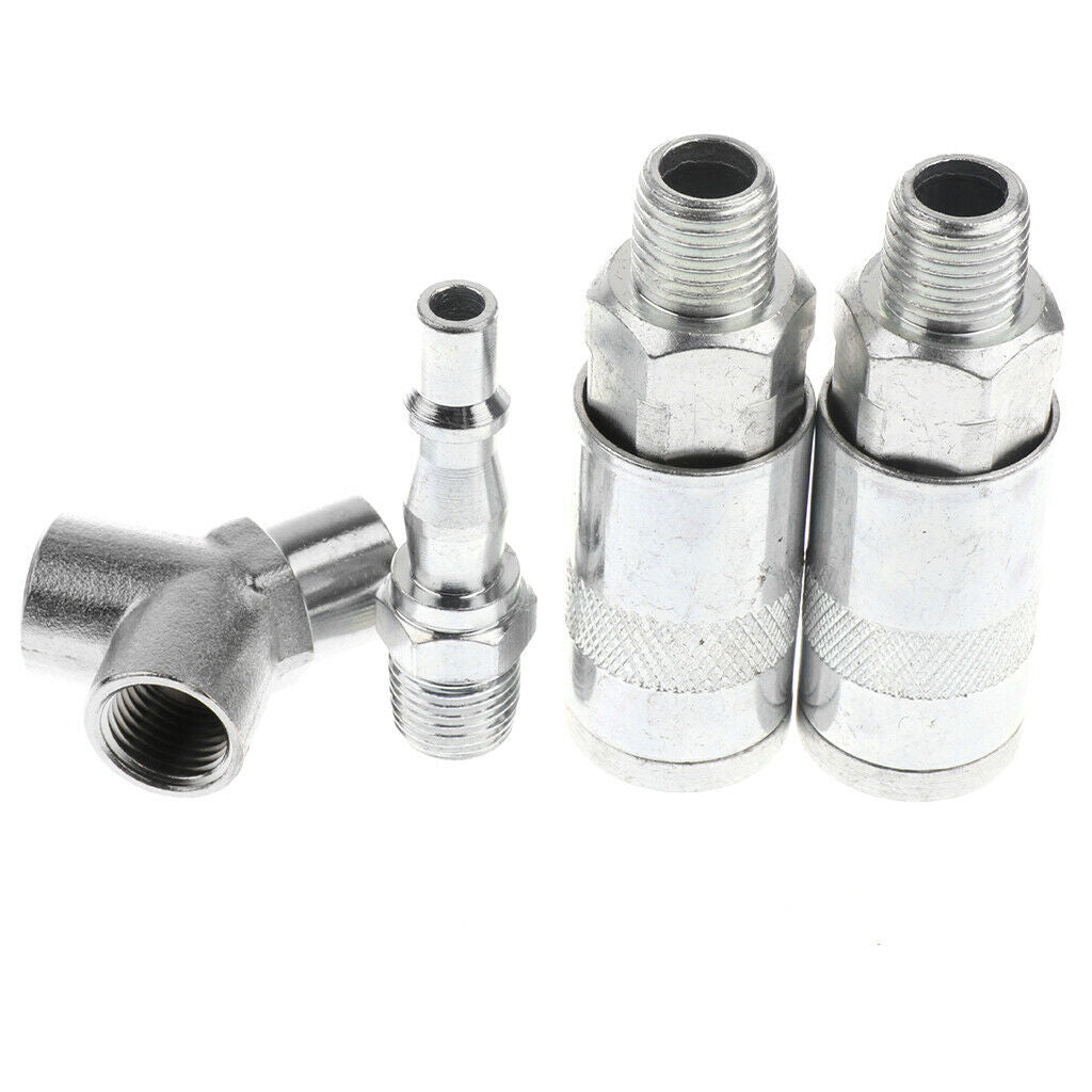 4 Pieces Pneumatic Air Quick Connectors Coupling Adapter Threaded Couplers