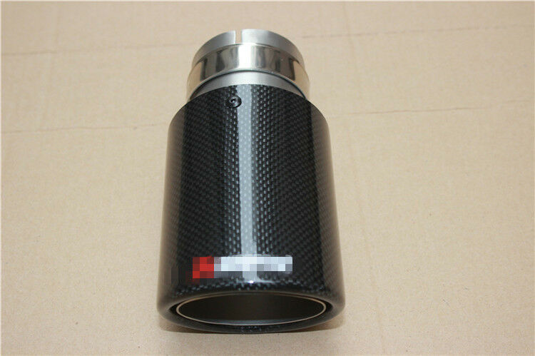 Universal Steel Real Carbon Fiber Auto Car Muffler Exhaust Tip 63MM IN-89MM OUT
