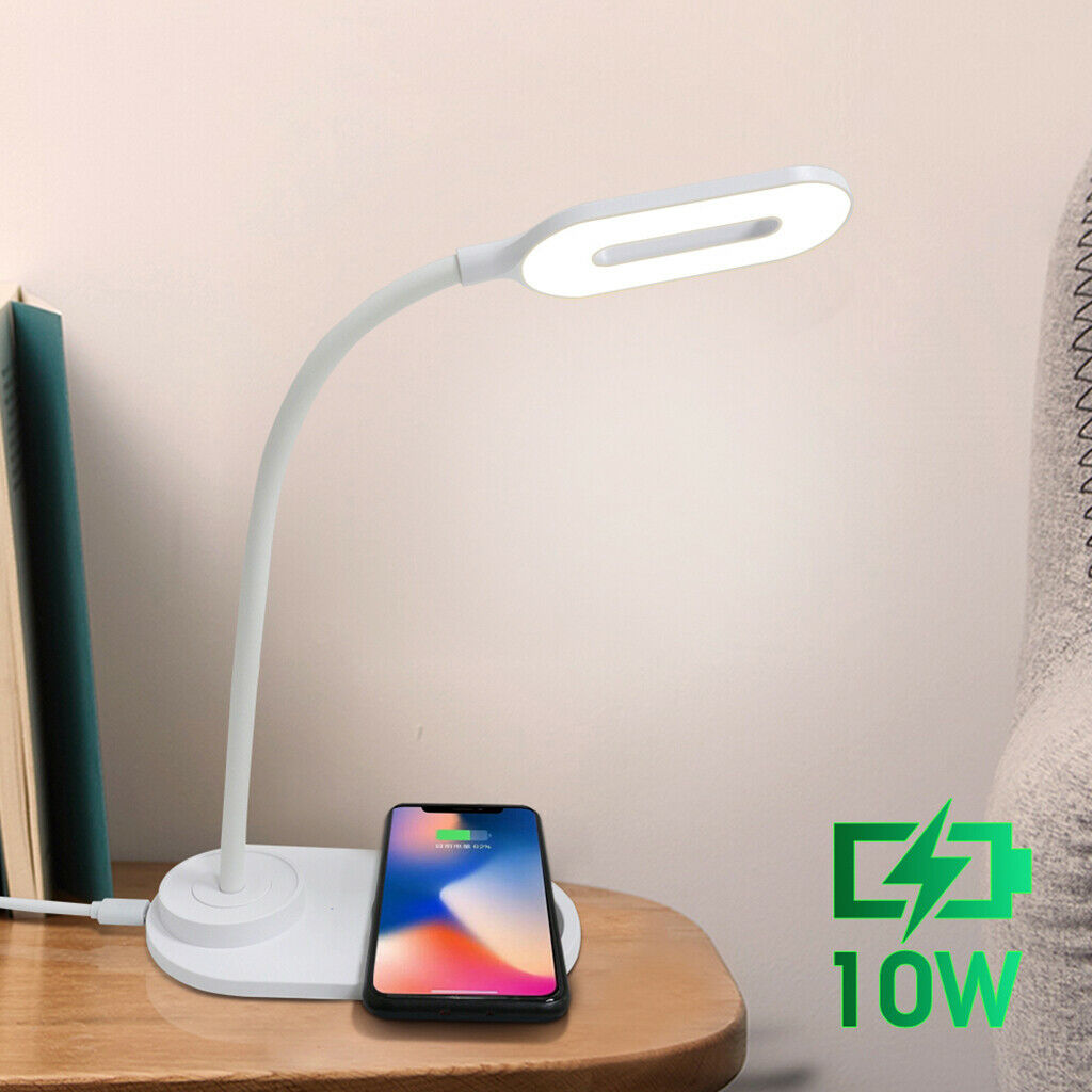 LED Desk Lamp Home Light QI Wireless Phone Charger For Office Lighting White
