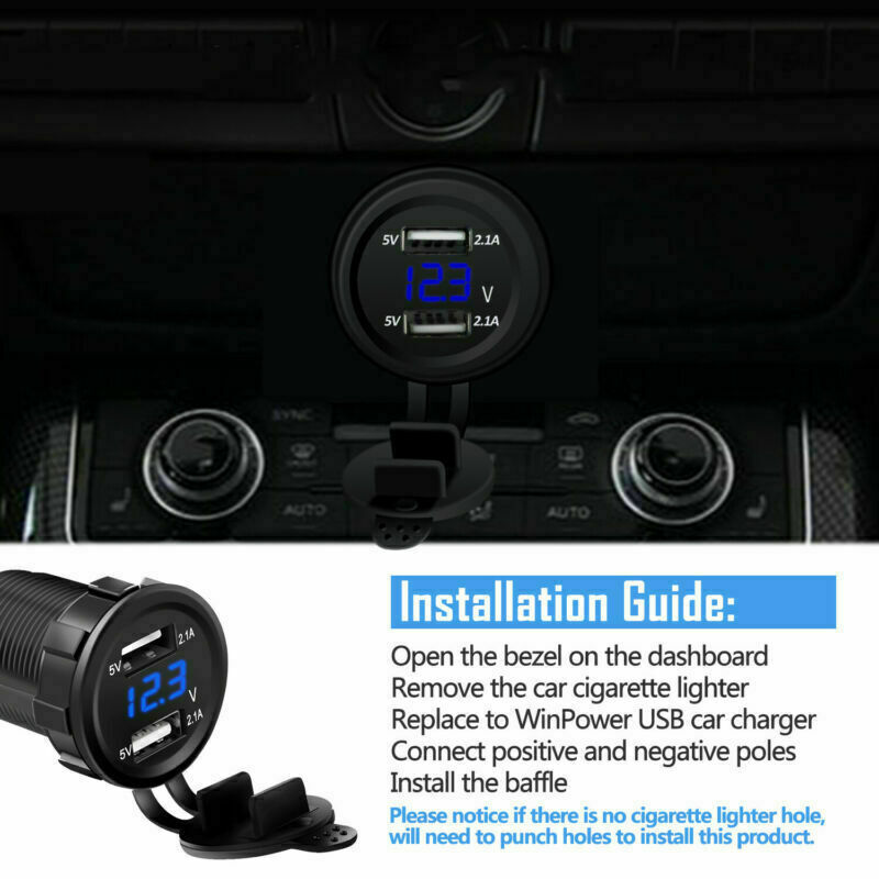 5V 4.2A Dual USB Port Charger Socket Outlet Waterproof LED for Car Motorcycle