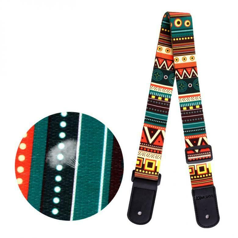 Adjustable Printing National Style Ukulele Strap Soft PU Leather