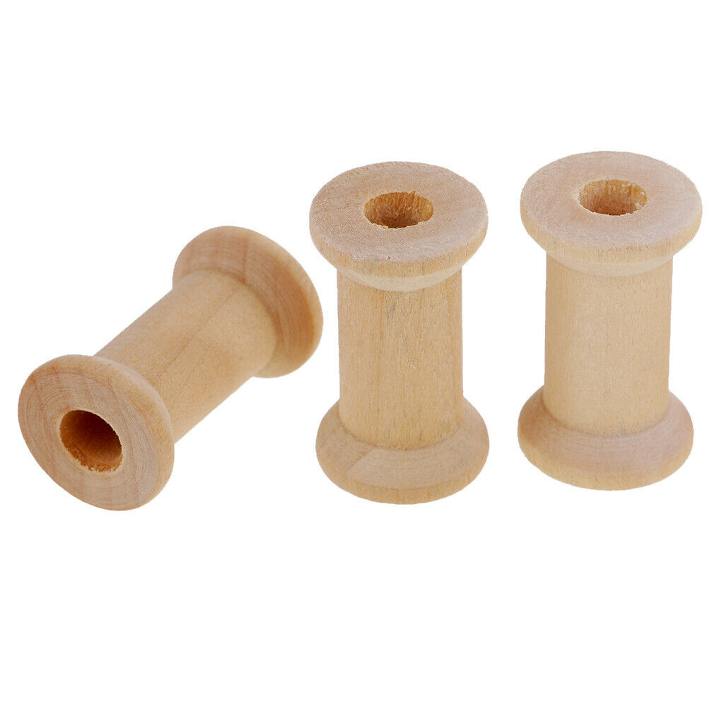 20Pcs Wooden Spools Bobbins Wire Coils Embroidery Floss Bobbins Cross Stitch