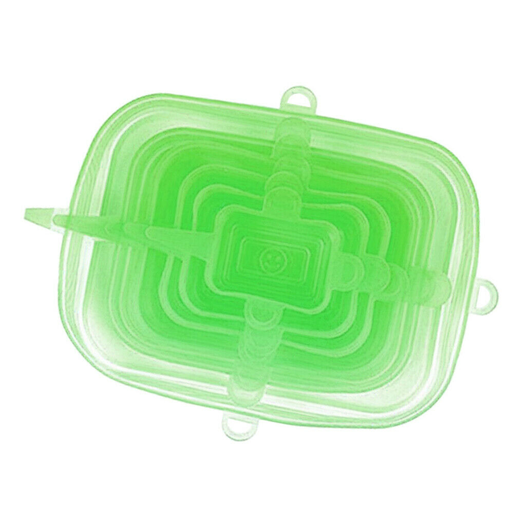 4 Set Green Reusable Silicone Stretch Seal Lids Cup Bowl Covers Fresh-Care