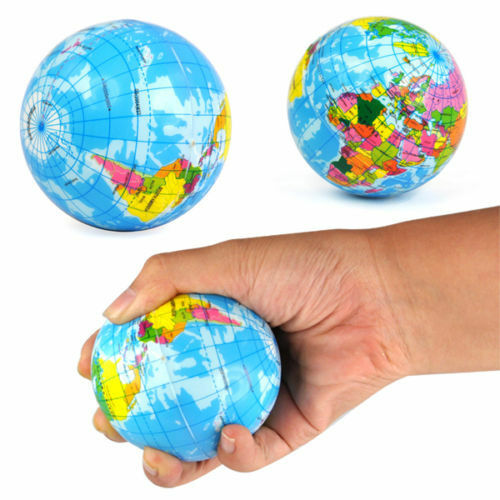 World Map Earth Globe Bouncy Ball Foam Ball Stress Relief Kids Atlas GeograpDD