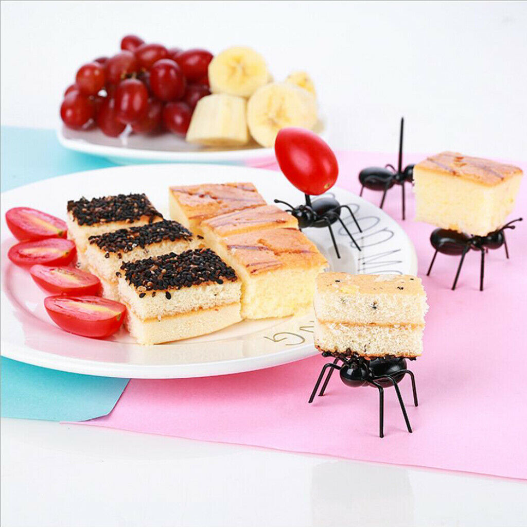 Set of 60 Ants Shaped Appetizer Fruit Forks Party Picks Black Reusable