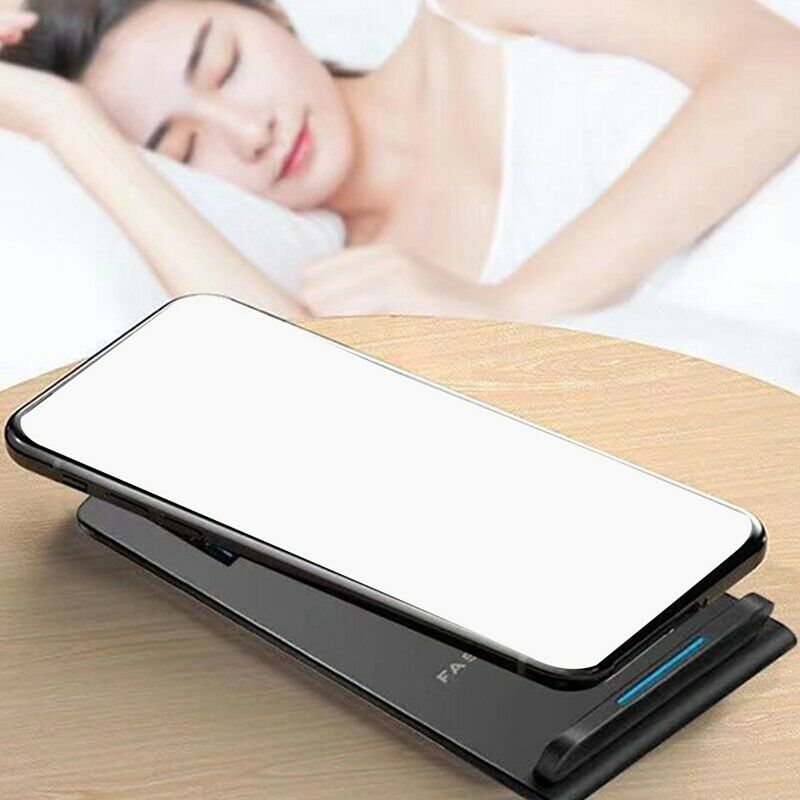 Desk Clock with Time/Temperature Display & Wireless Charging Pad Dock for IOL5O5