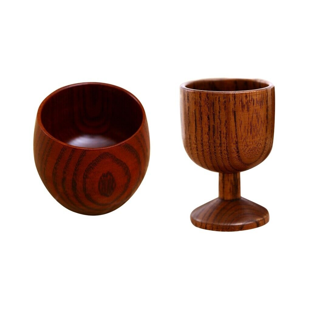 2pcs Wooden Mug Tea Cups Beer Tankard Christmas Party Coffee Mug Brown Set