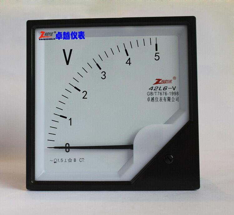 AC 0-5V Zero Setting Square Panel Analog Needle Voltage Meter Voltmeter 42L6-V