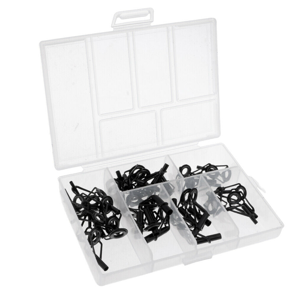 40Pcs Stainless Steel Fishing Rod Guides Ring Rod Repair Part Kit DIY Tips Ring