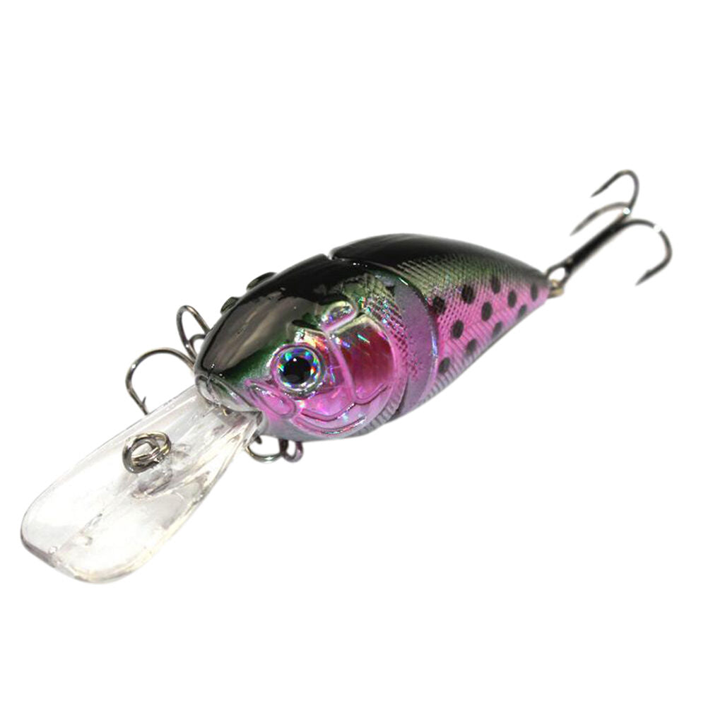 14G 8.5CM Fishing Lures Minnow Crank Bait Crankbait Bass Tackle Treble Hoo.l8