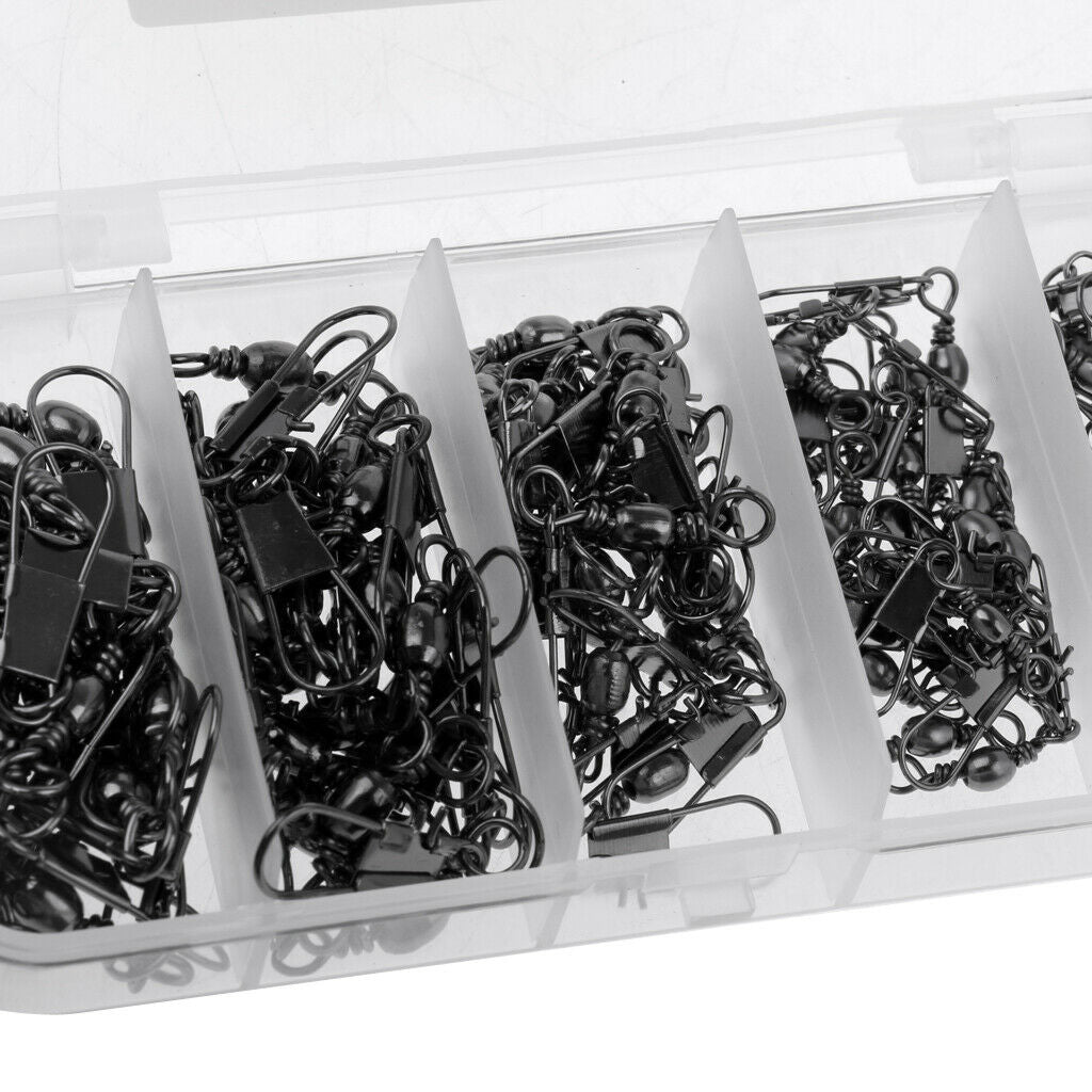 100Pcs Stainless Steel Swivels Interlock Snap Fishing Lure Tackle Connector