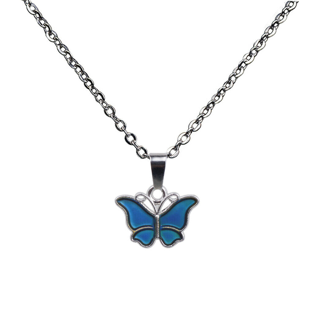 2 Pieces Mini Butterfly Turtle Pendant Color Change Emotion Mood Necklace