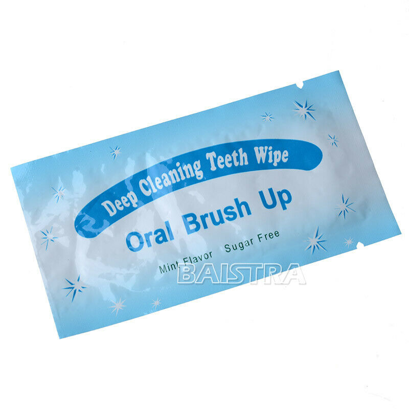10 x Oral Brush Up Dental Cleaning Fresh Finger Wipes Teeth Cleaning Whitening