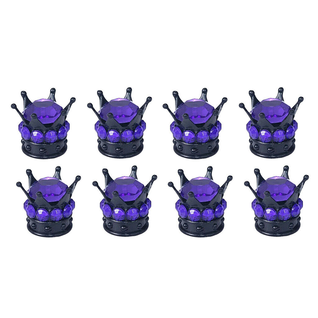 8 Piece Crown Bling Diamond Tire/Wheel Stem Valve Caps Car Truck Purple