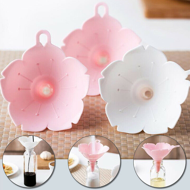 1Pc Kitchen Cherry Blossom Style Funnel Condiments Liquid Dispenser Kitchen T DF