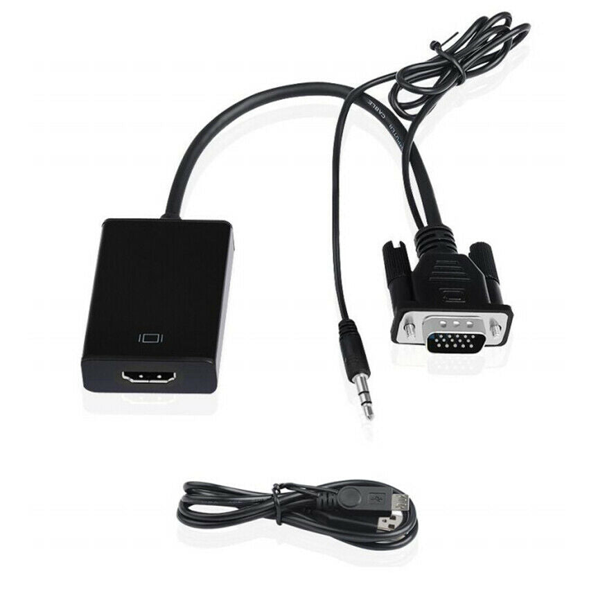 VGA To HDMI Converter 1080P HD Adapter With Audio Cable For HDTV PC Laptop