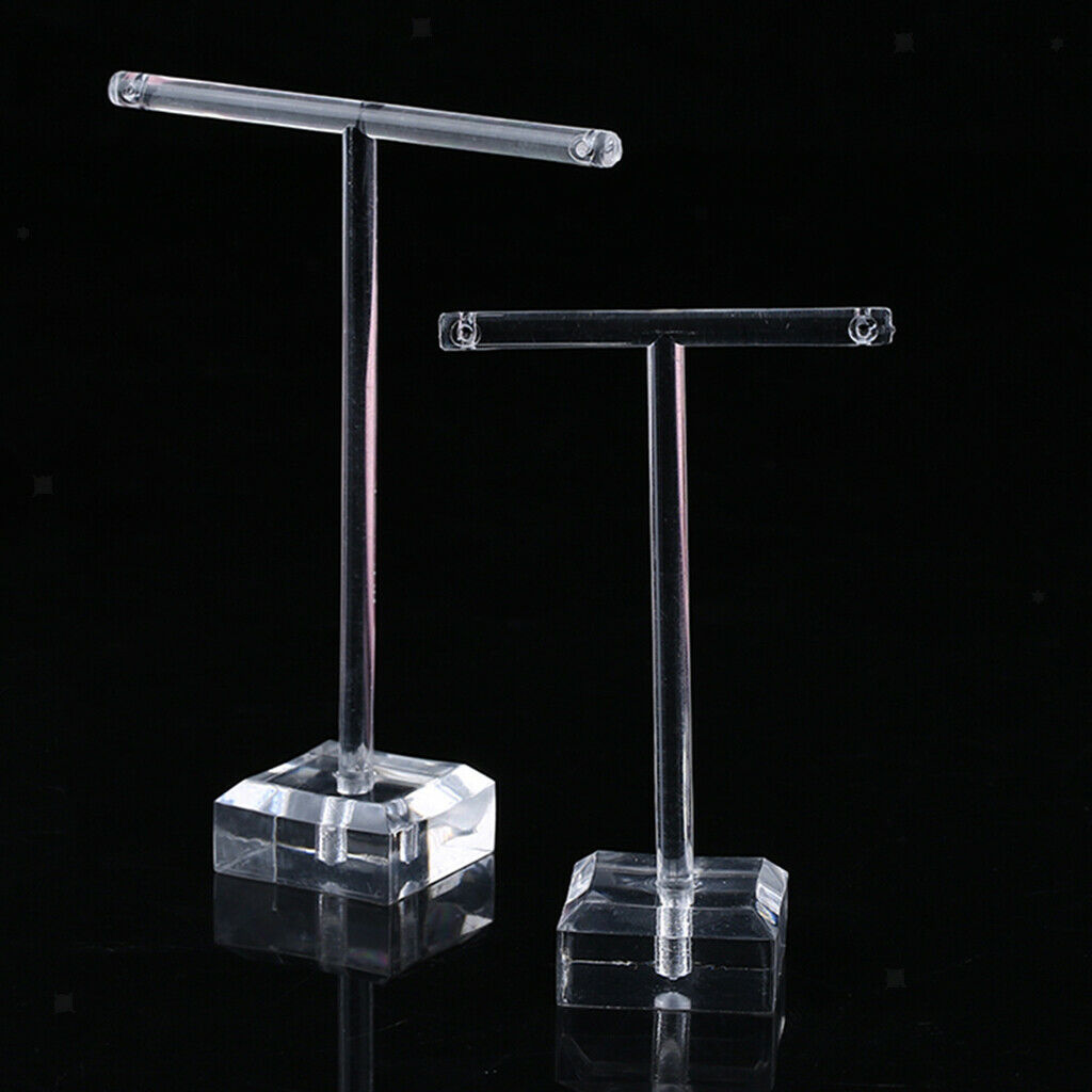 2 Set T Bar Acrylic Drop Pendant Necklace Earring Jewellery Display Stands Racks