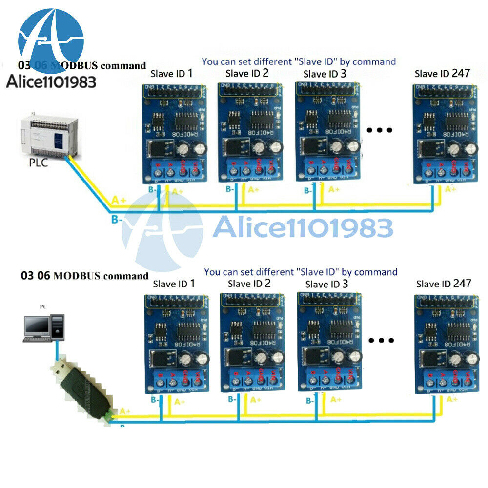 DC 12V 8 Channel Digital Input Module RS485 Modbus RTU Switch Acquisition Board