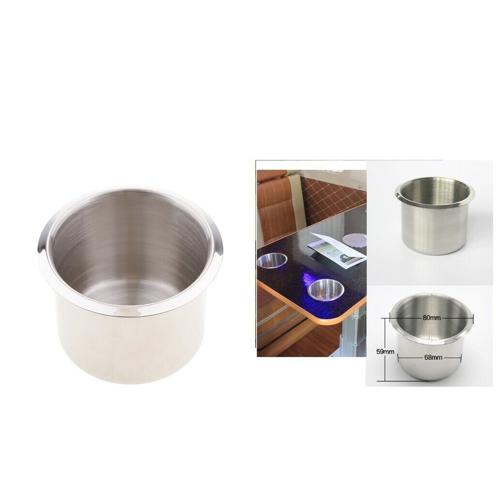 2x 2.68'' Stainless Steel Boat RV Camper Cup Drink Holder Easy Clean Up